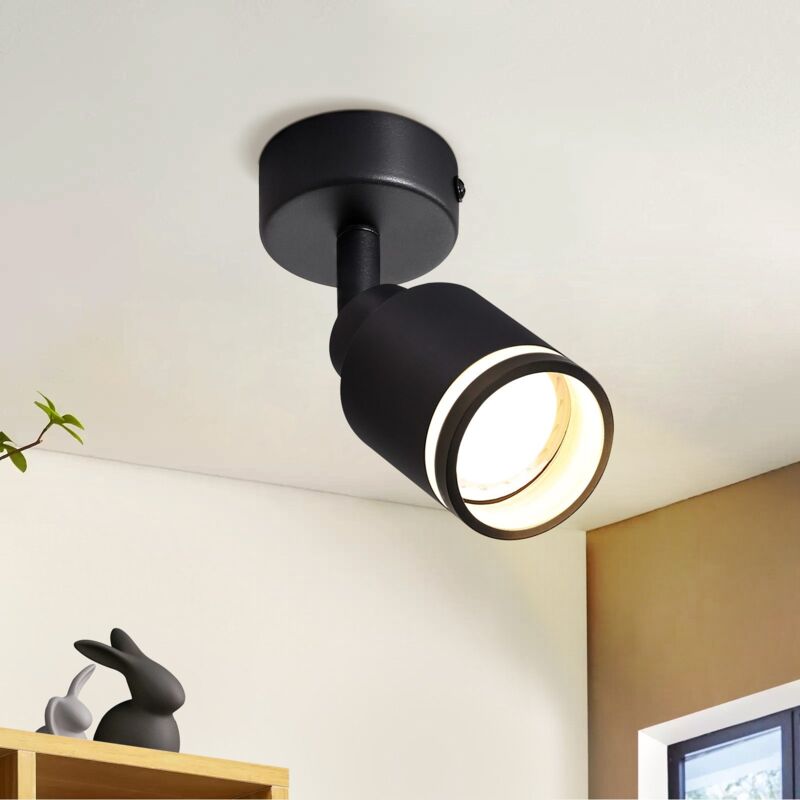 foto del prodotto faretto da soffitto nero gbly plafoniera moderna orientabili a 1 lampadina faretti gu10 in metallo plafoniera faretto da parete per interni per
