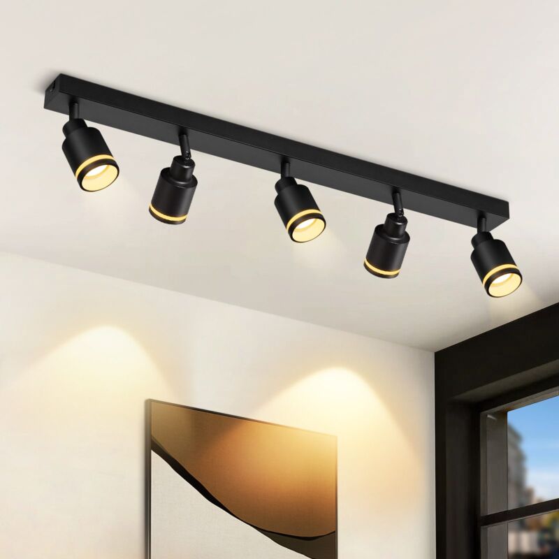 foto del prodotto faretto da soffitto nero gbly plafoniera moderna orientabili a 5 lampadina faretti gu10 in metallo plafoniera faretto da parete per interni per