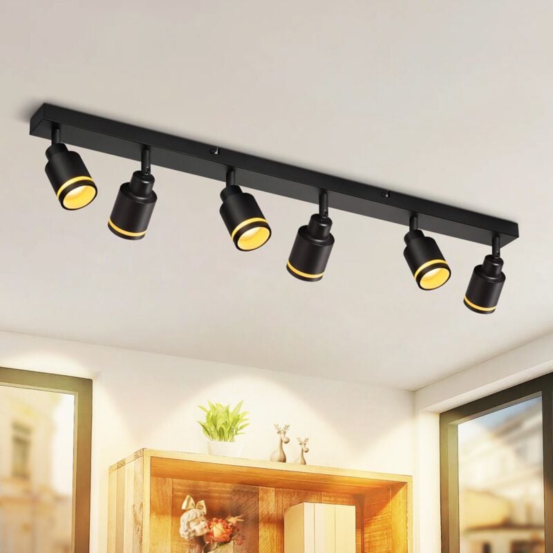 foto del prodotto faretto da soffitto nero gbly plafoniera moderna orientabili a 6 lampadina faretti gu10 in metallo plafoniera faretto da parete per interni per