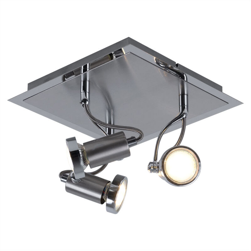 foto del prodotto faretto da soffitto orientabile faretti da soffitto a led lampada da soffitto angolare cromo argento 3 fiamme per regolare, cromo, acciaio