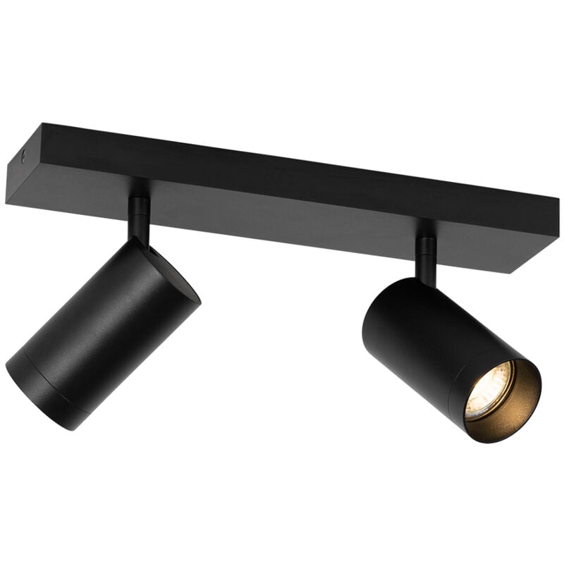 foto del prodotto faretto da soffitto parete jeana luxe - moderno - acciaio,alluminio - nero - oblungo max. 2 x watt - qazqa
