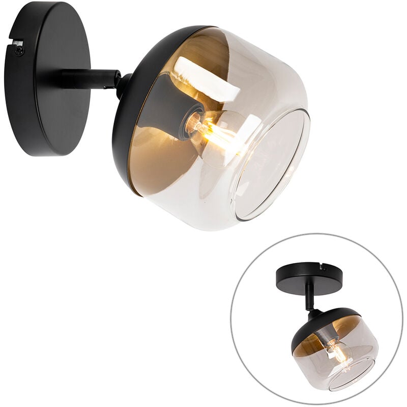 immagine 0 del prodotto faretto da soffitto parete kyan design vetro grigio nero oro ottone tondo max. 1 x watt qazqa