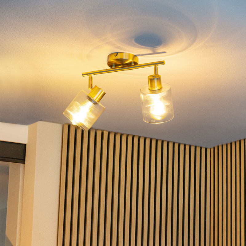foto del prodotto faretto da soffitto parete laura art d co vetro oro oblungo max. 2 x watt qazqa