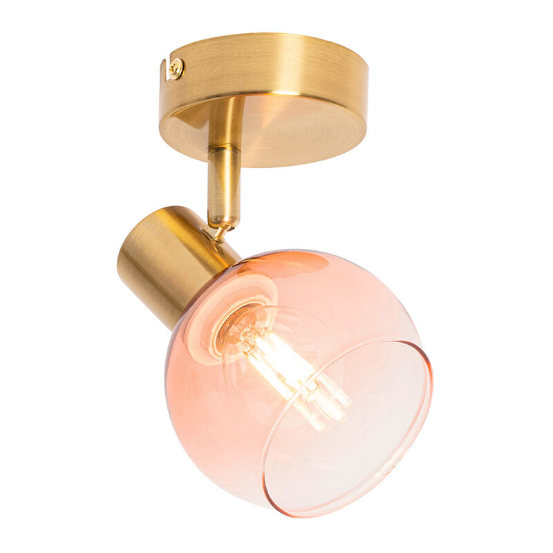 foto del prodotto faretto da soffitto parete vidro art d co acciaio,vetro oro rosa tondo sfera e14 max. 1 x 4.2 watt qazqa