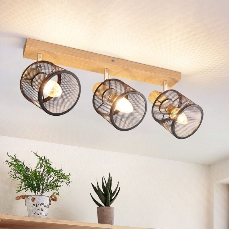 foto del prodotto faretto da soffitto plafoniera in legno nero e14 plafoniera orientabile 350 3 lampadine max 25w lampada moderna da soggiorno per soggiorno camera