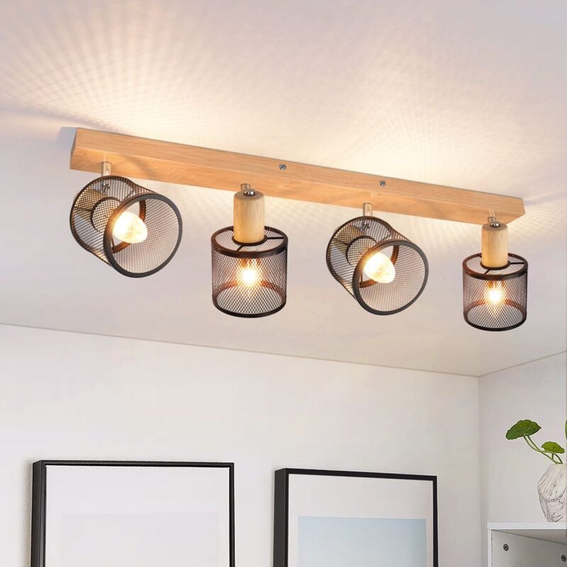 foto del prodotto faretto da soffitto plafoniera in legno nero e14 plafoniera orientabile 350 4 lampadine max 25w lampada moderna da soggiorno per soggiorno camera