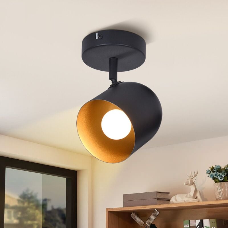 foto del prodotto faretto da soffitto plafoniera vintage a 1 luce e14 faretti retr lampada da soffitto cucina in nero oro faretto industriale faretti da soffitto
