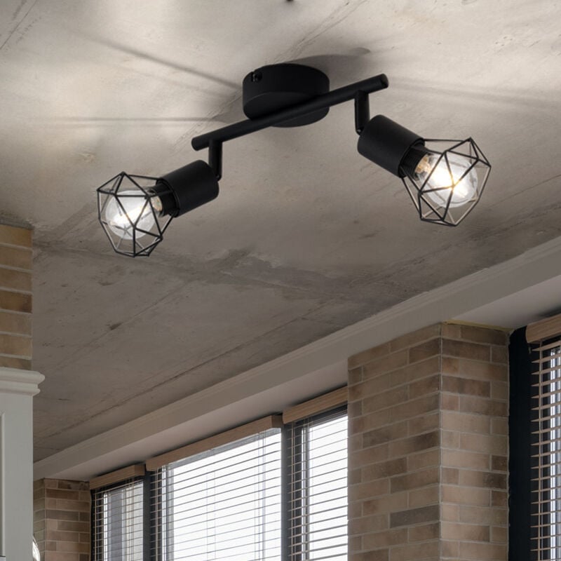 foto del prodotto faretto da soffitto retrò lampada spot a gabbia regolabile in un set che include lampadine a led