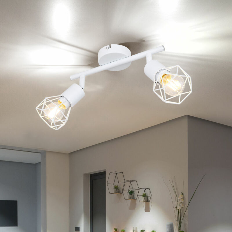 foto del prodotto faretto da soffitto retr lampada spot gabbia lampada orientabile soggiorno pranzo bianco in un set con lampadine a led