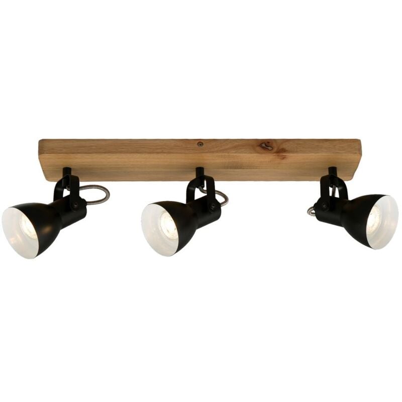 foto del prodotto faretto da soffitto retr orientabile e girevole 3x gu10 35 w legno metallo nero briloner