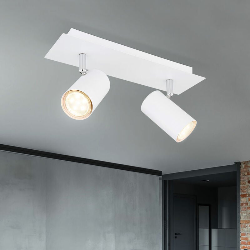 foto del prodotto faretto da soffitto spot bar lampada da soffitto lampada da camera faretto orientabile a 2 fiamme, metallo bianco, 2 attacchi gu10, lxpxh 30x9x12 cm