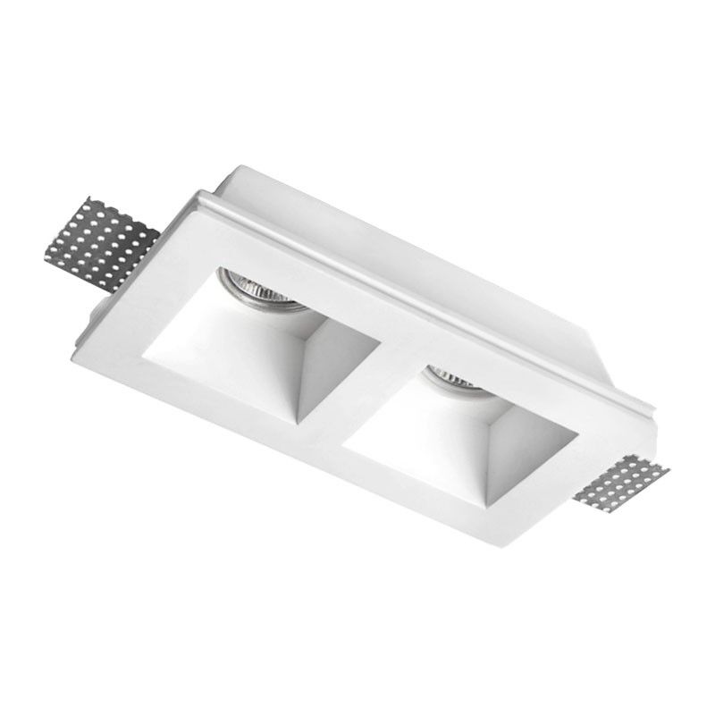 foto del prodotto faretto doppio quadrato ad incasso century gu10 in gesso jessy2 sq2112