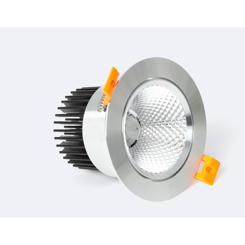 foto del prodotto faretto downlight led 12w cob orientabile circolare argento foro 90mm no flicker no flicker 4000k bianco naturale