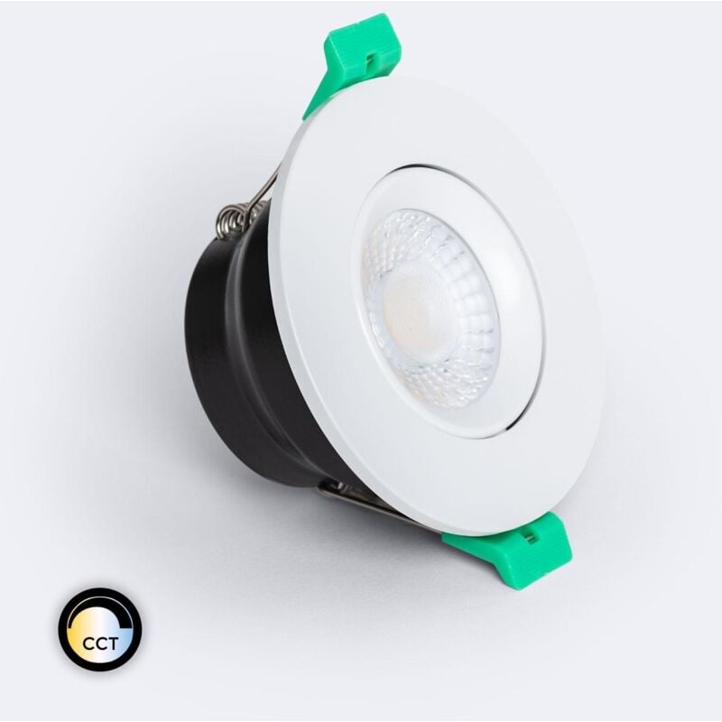 foto del prodotto faretto downlight led 5-8w orientabile circolare regolabile ignifugo ip65 foro 65 mm bianco selezionabile (naturale-freddo)