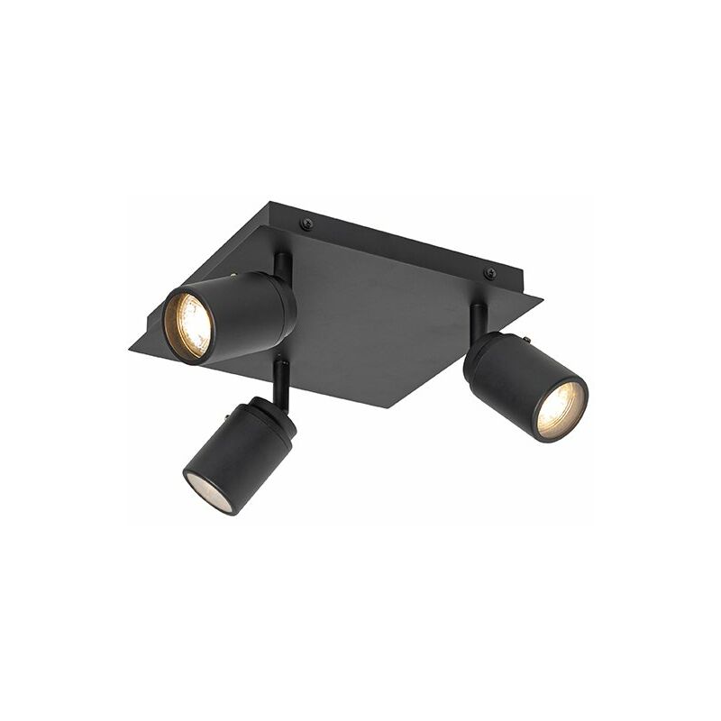 foto del prodotto faretto ducha moderno acciaio,alluminio,vetro nero quadrato max. 3 x watt qazqa