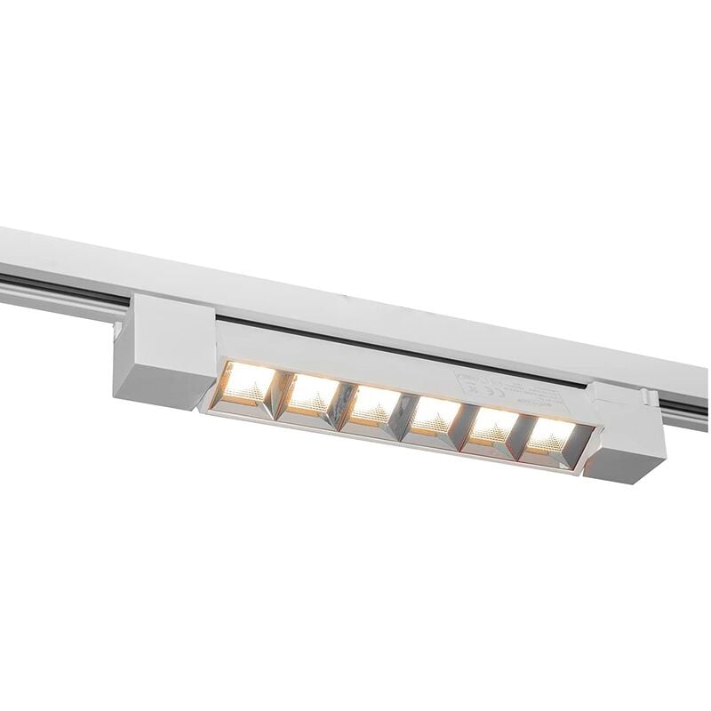 foto del prodotto faretto faro barra a griglia led 12w bianco per binario monofase elettrico orientabile proiettore naturale