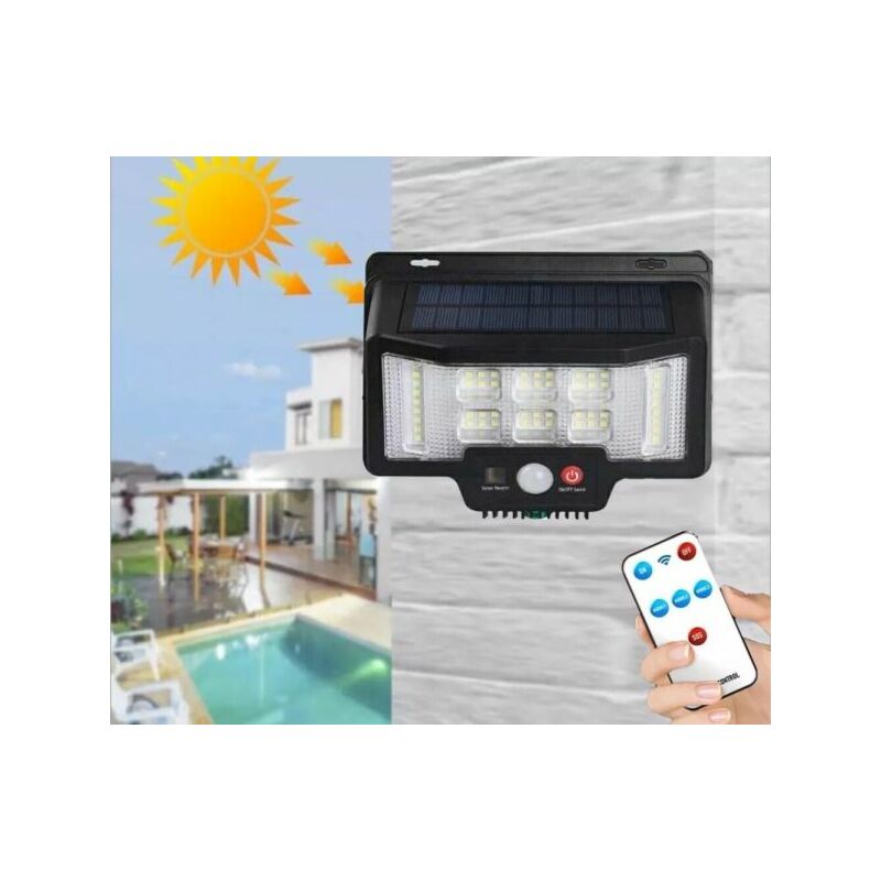 foto del prodotto faretto faro da esterno con pannello solare 75 led 1 rgb con telecomando ta202