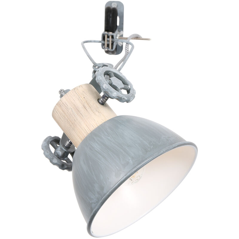 foto del prodotto faretto gearwood grigio metallo legno di gomma mexlite