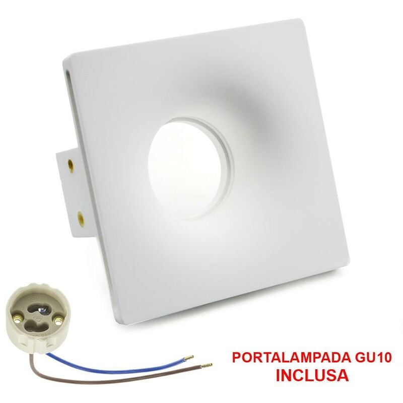 foto del prodotto faretto in gesso 120x120mm quadrato holder gu10 incluso