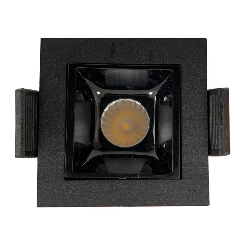 foto del prodotto faretto incasso soffitto quadrato cornice nero 3w luce fredda alette scomparsa