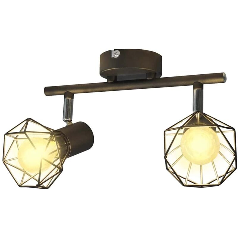 foto del prodotto faretto industriale nero con 2 lampadine a incandescenza a led vidaxl
