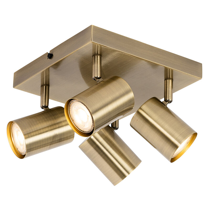 foto del prodotto faretto jeana - moderno - acciaio - bronzo - quadrato max. 4 x watt - qazqa