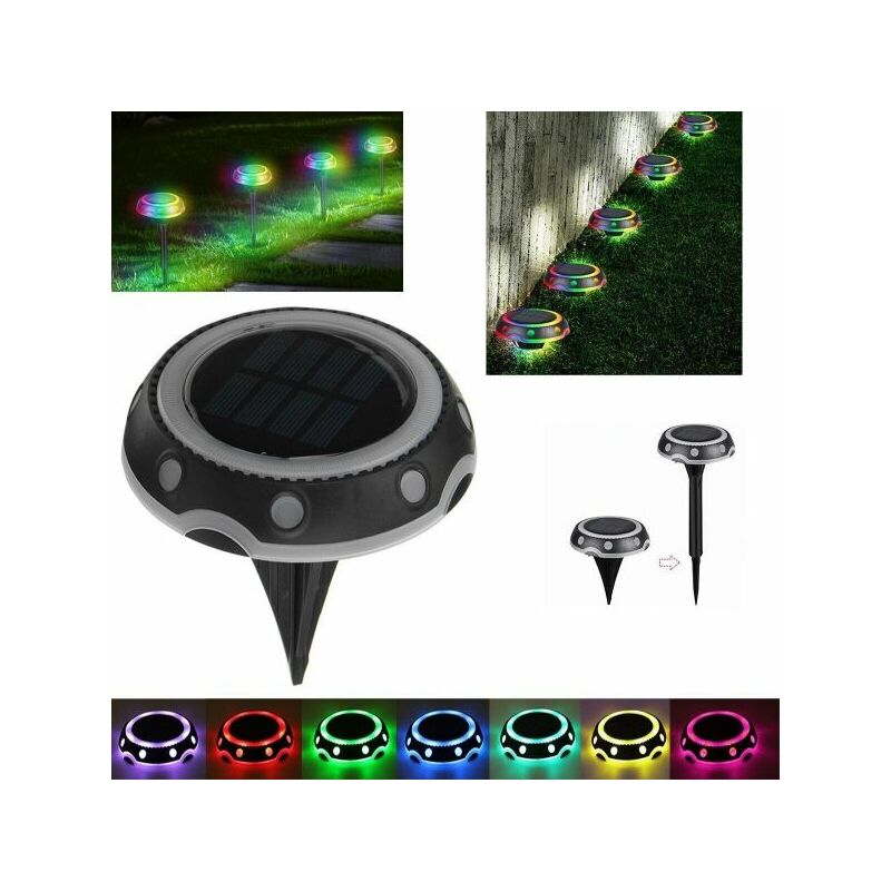 foto del prodotto faretto lampada led rgb solare da esterno giardino picchetto segnapassi ta 125