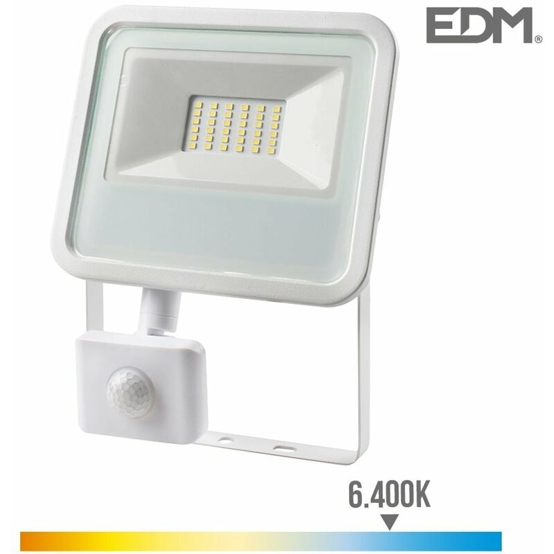foto del prodotto faretto led 30w 2100lm 6400k a luce fredda con sensore di presenza 20x4,5x15,8cm edm