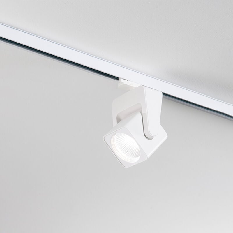 foto del prodotto faretto led 40w 3663lm cct 3000k 4000k 6000k in metallo quadrato verniciato bianco per binario trifase orientabile