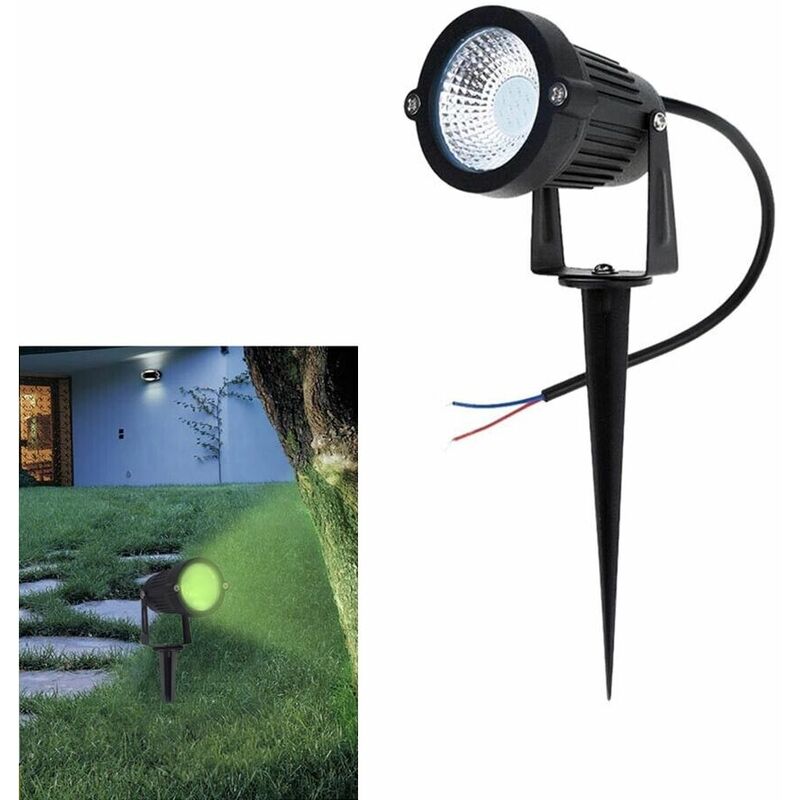 foto del prodotto faretto led 5 w proiettore luce verde da giardino con picchetto es06 nv