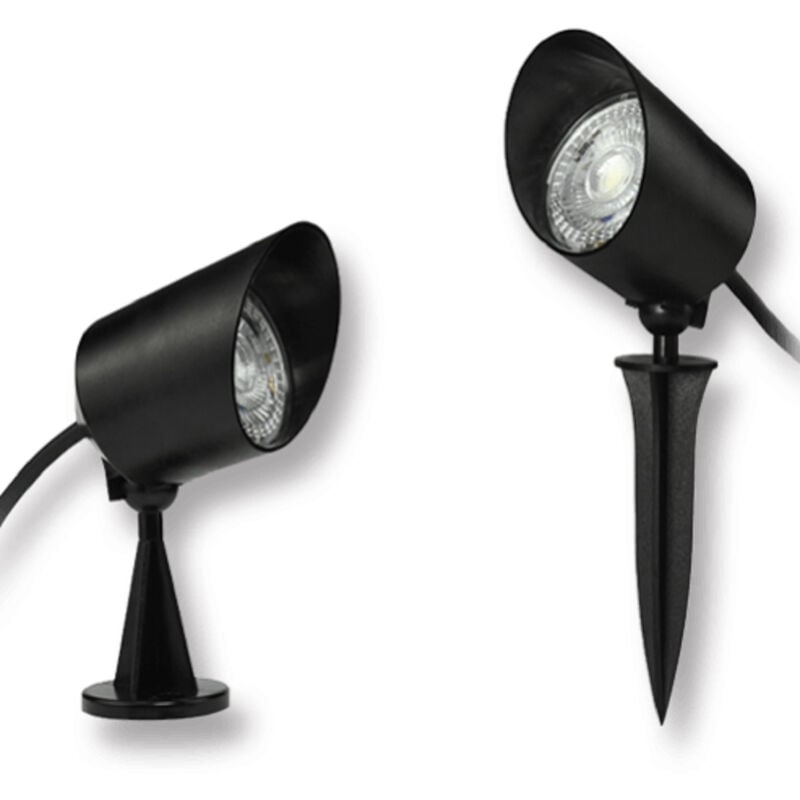 foto del prodotto faretto led 7 watt con snodo doppia istallazione con picchetto e staffa lampada per esterno segnapassi da giardino terrazzo impermeabile ip65