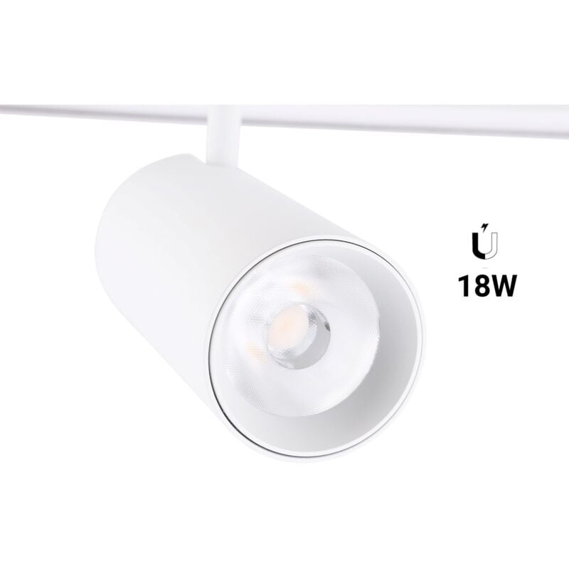 foto del prodotto faretto led a binario magnetico 48v 18w bianco bianco caldo