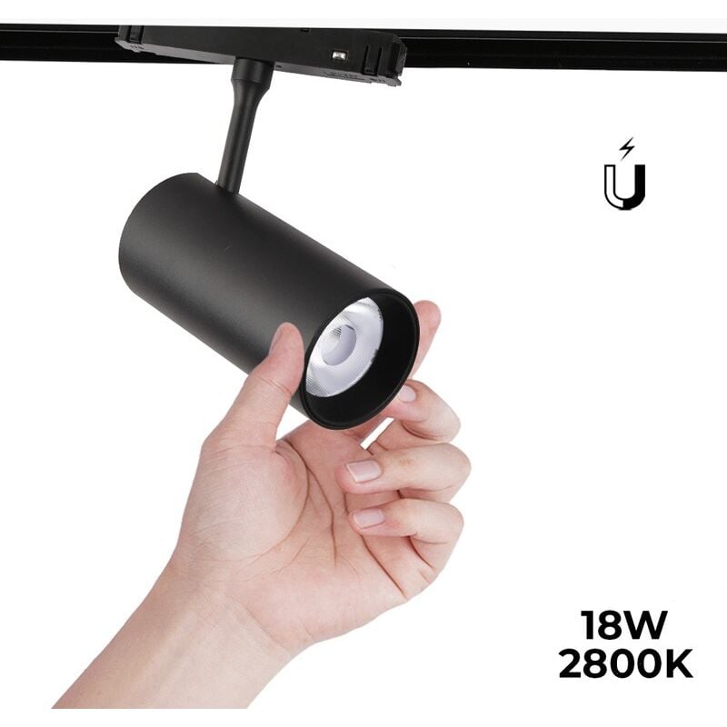 foto del prodotto faretto led a binario magnetico 48v 18w nero bianco caldo