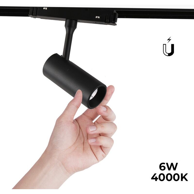 foto del prodotto faretto led a binario magnetico 48v 6w nero bianco neutro