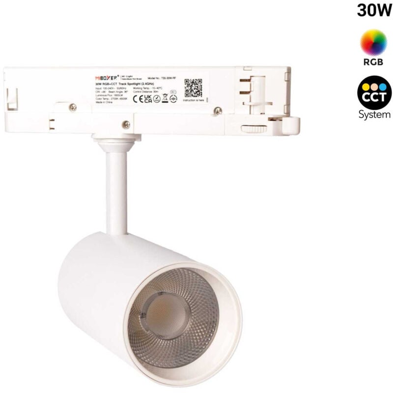 foto del prodotto faretto led a binario trifase rgb + cct - 30w mi light