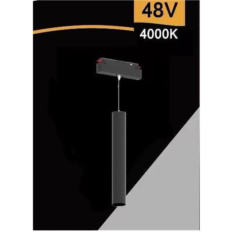 foto del prodotto faretto led a cilindro 8w nero per binario magnetico 48v luce 3000k 4000k cob-40 - -bianco naturale - - trade shop traesio