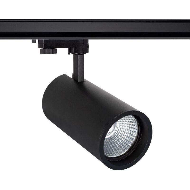 foto del prodotto faretto led binario trifase 40w d angelo nero lifud 3000k bianco caldo