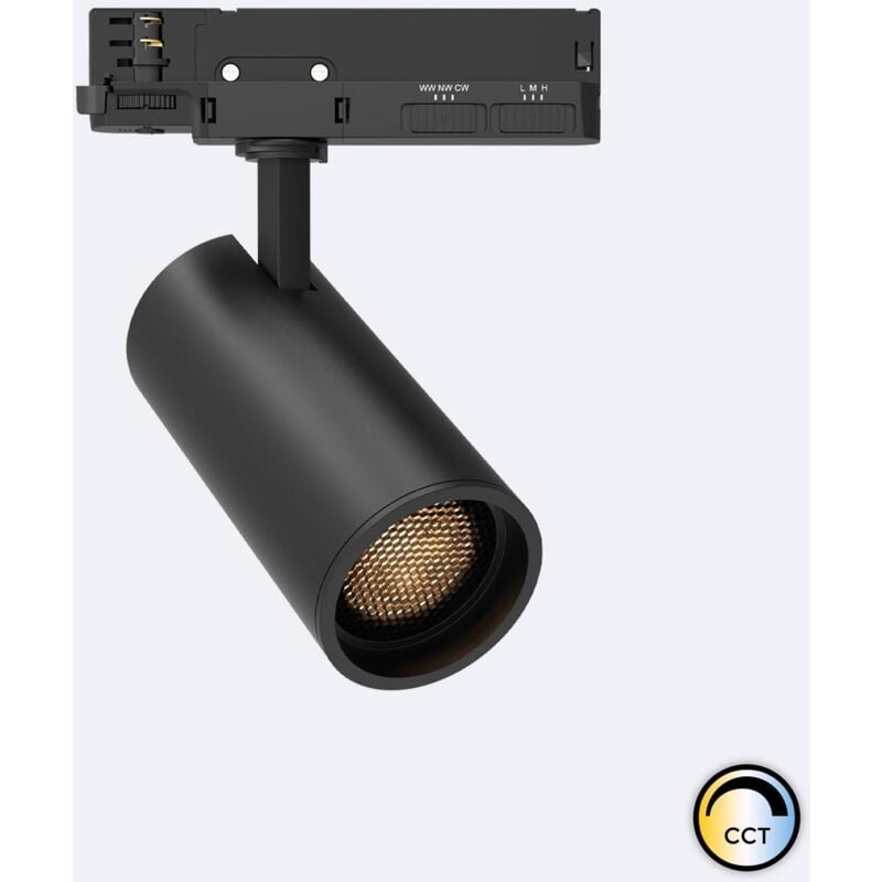 foto del prodotto faretto led binario trifase 40w fasano anti abbagliamento regolabile cct nero 2700k 3200k 4000k selezionabile