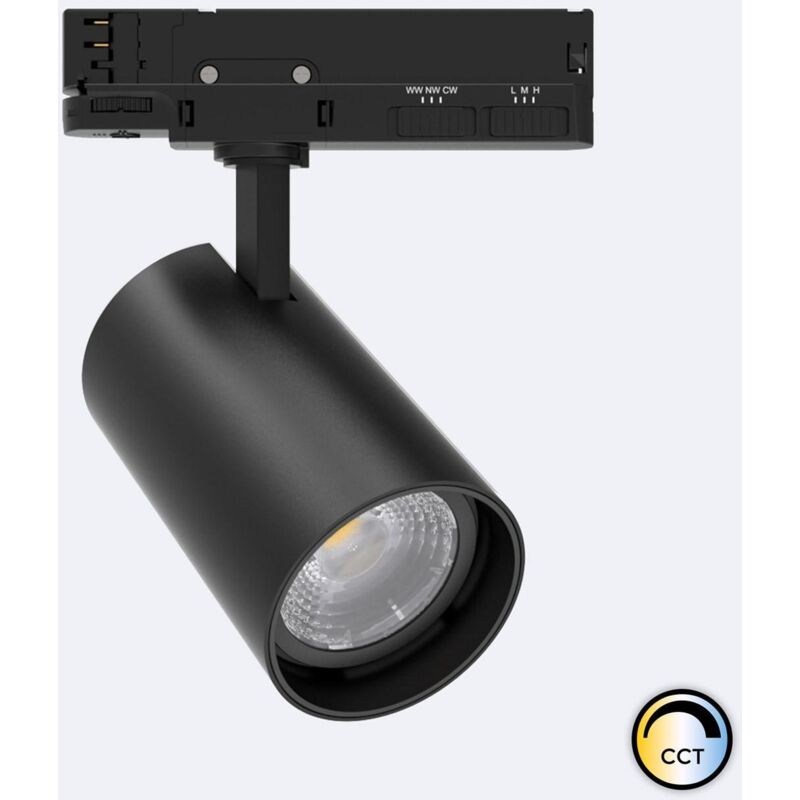 foto del prodotto faretto led binario trifase 40w fasano regolabile cct nero 2700k 3200k 4000k selezionabile