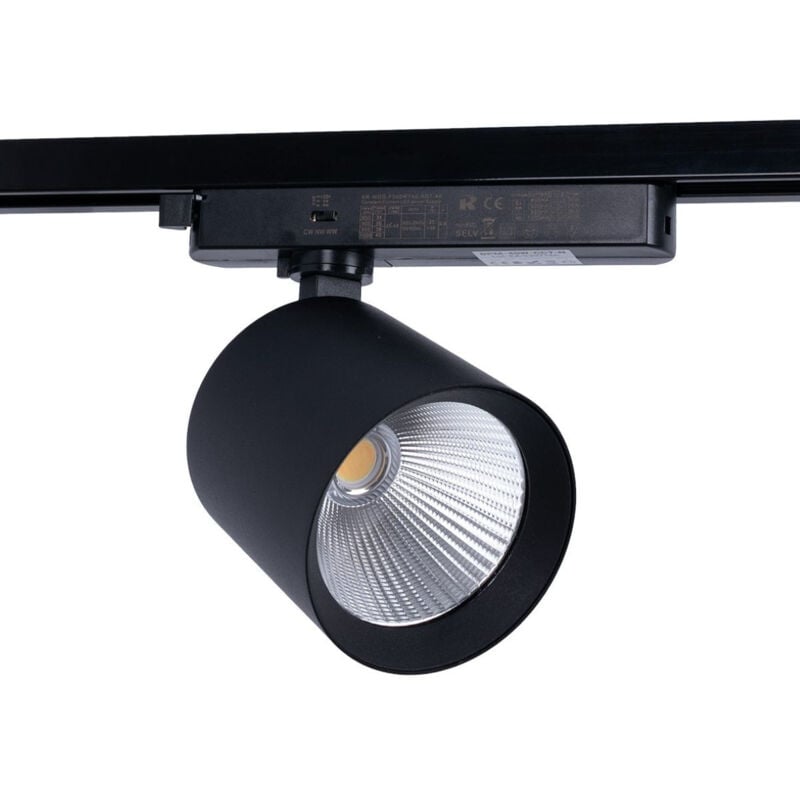 foto del prodotto faretto led cct a binario monofase 40w cri 90 nero