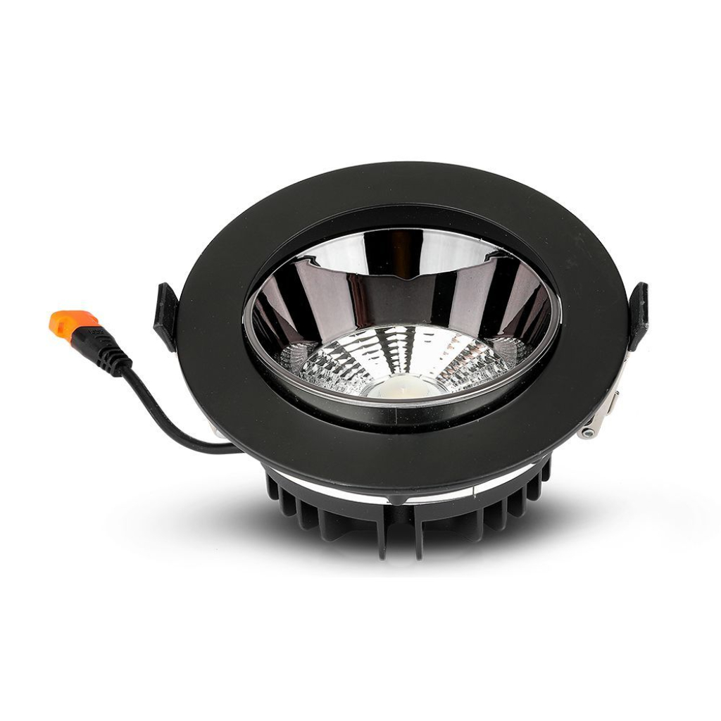 foto del prodotto faretto led chip samsung da incasso rotondo led cob 30w riflettore orientabile colore nero bianco naturale v tac
