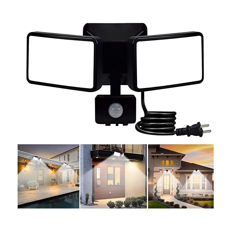 foto del prodotto faretto led da esterno 18w con sensore di movimento, faretto led orientabile per esterni e interni, bianco freddo 6500k 1200lm, modalit automatica