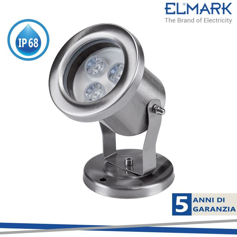 foto del prodotto faretto led da esterno 3x1w ip68 4000k per piscina laghetto luce naturale