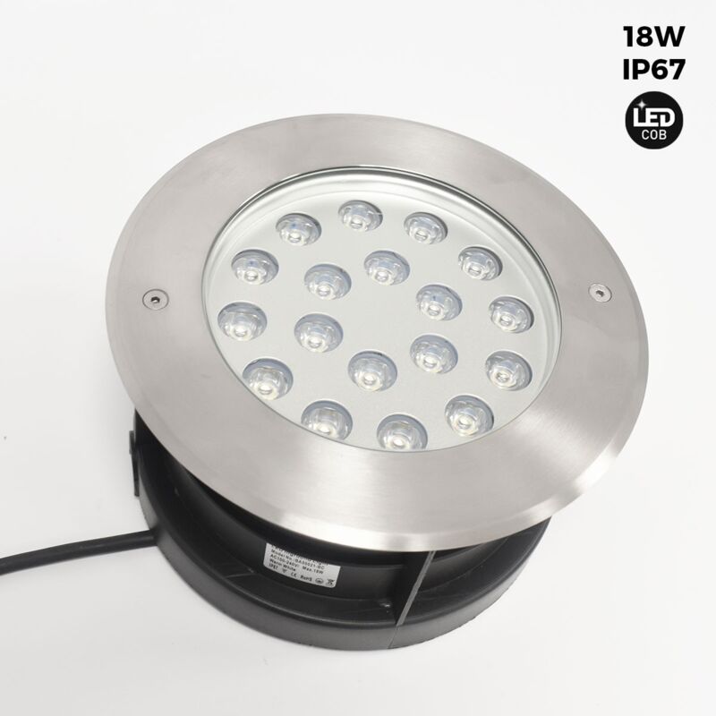 foto del prodotto faretto led da incasso a pavimento 18w bianco caldo 21cm bianco caldo