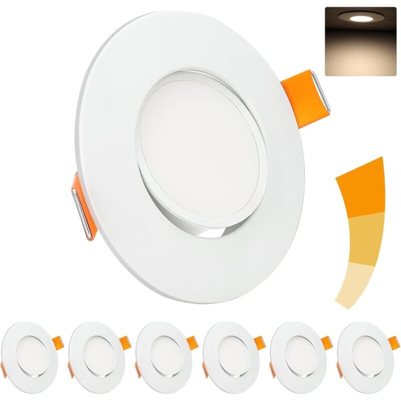 foto del prodotto faretto led da incasso dimmerabile 5w 4000k bianco neutro 460lm faretto led extra piatto 230v orientabile 45 foro diametro 68mm faretto rotondo