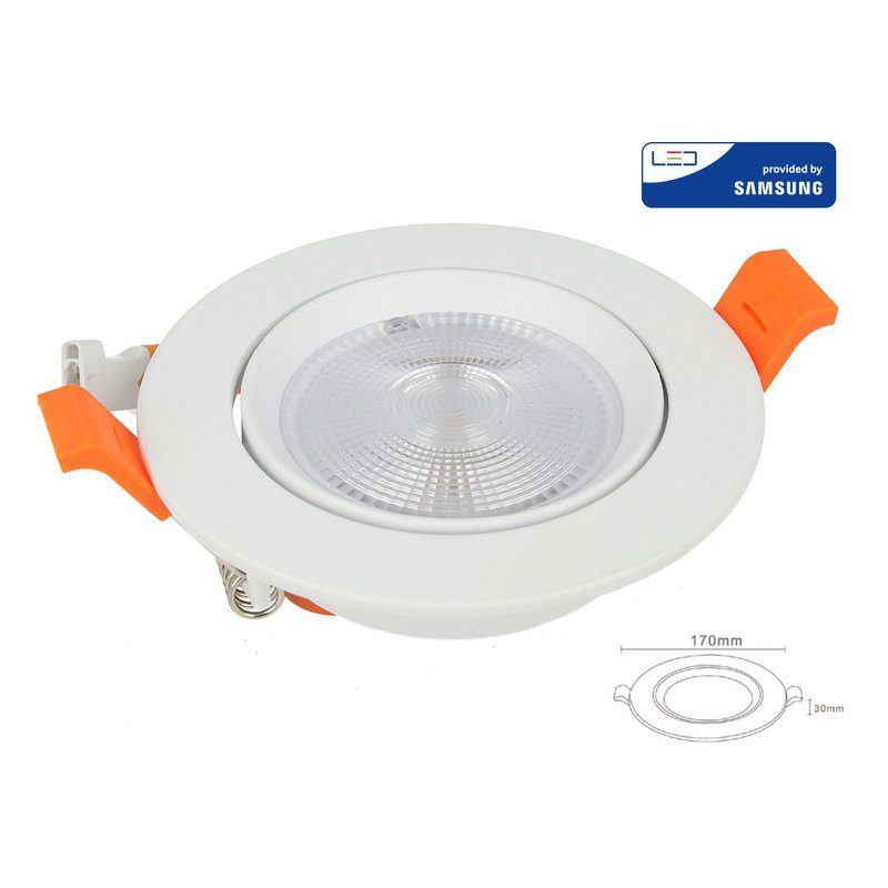 foto del prodotto faretto led da incasso orientabile 20w cob caldo 3000k diametro 170mm foro 145mm chip samsung sku 21842