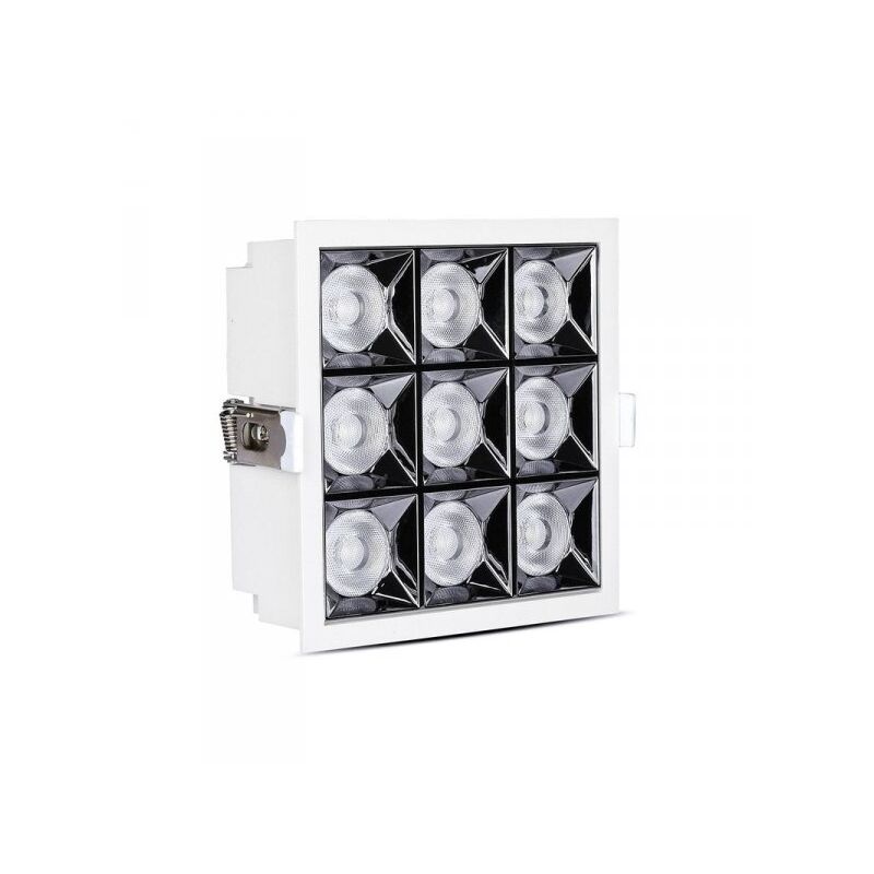 foto del prodotto faretto led da incasso quadrato 9x4w neutro 4000k ugr19 riflettore 38° cri90 chip samsung sku-998