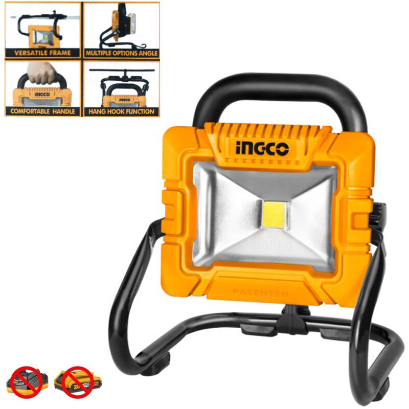 foto del prodotto faretto led da lavoro 20 v a batteria nudo da 900 a 1800 lumen ingco cwli2025