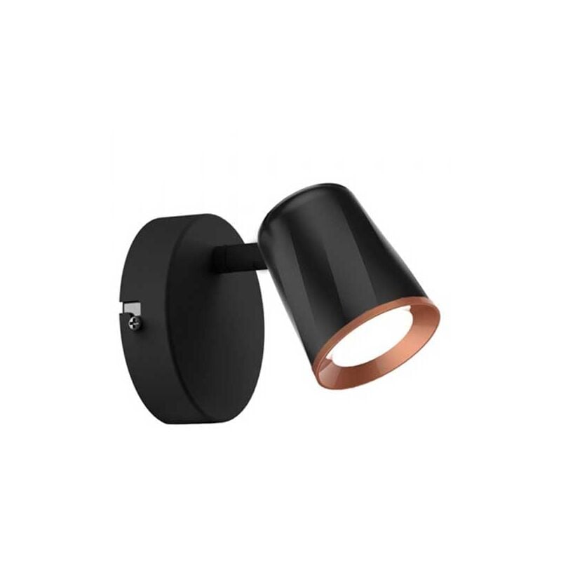 foto del prodotto faretto led da muro 5w con testa orientabile colore nero bianco caldo ip20 - v-tac