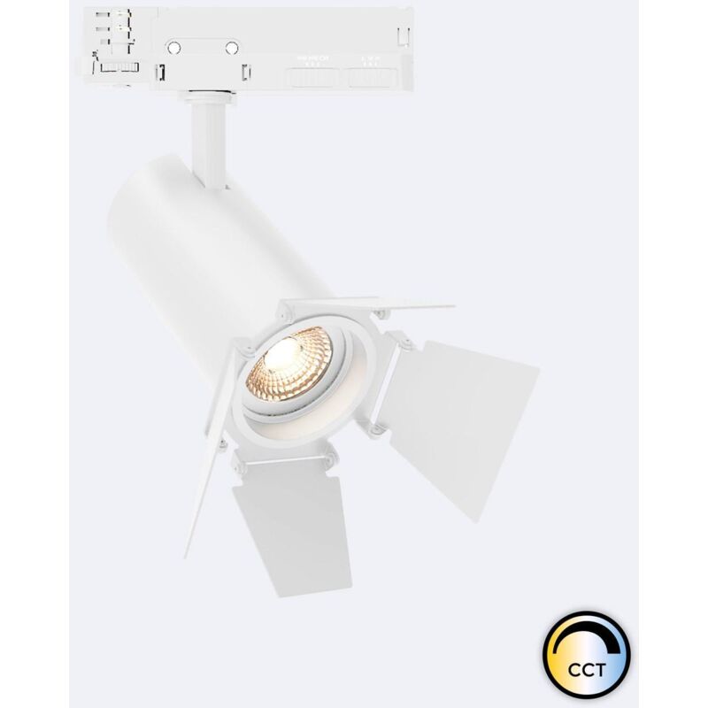 foto del prodotto faretto led fasano bianco 30w cinema regolabile dali cct per binario trifase 2700k 3200k 4000k selezionabile